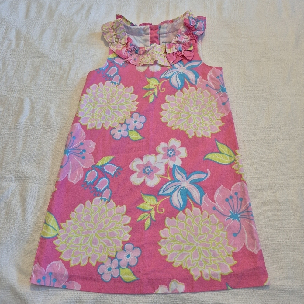 Jillian's Closet girls size 8 pink floral sleeveless shift style dress EUC
